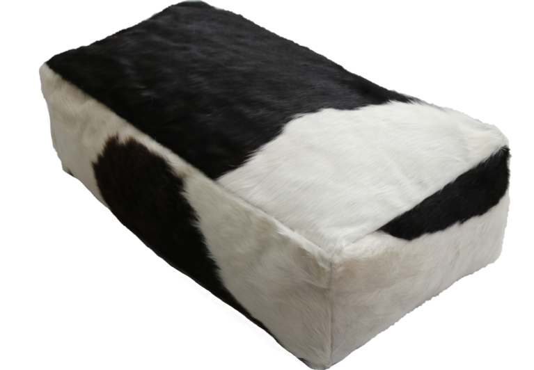 30' Black and white cowhide pouf. Code 97023.