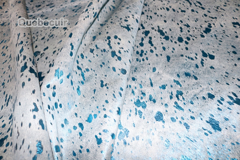 Big Blue Metallic cowhide rug XXXL . Code 96129.