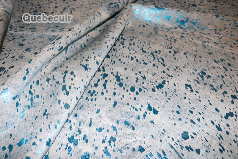 Big Blue Metallic cowhide rug XXXL . Code 96129.