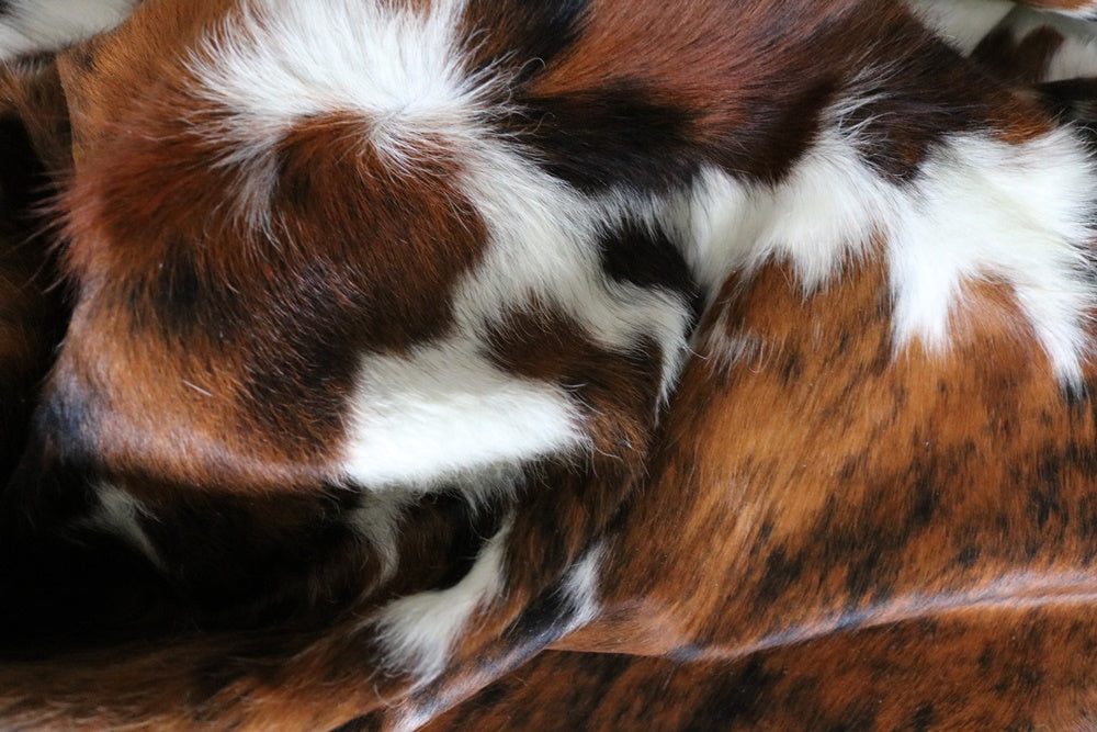 Real  Cowhide Rug Tricolor. Premium Collection. Code 98002