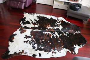 Big Real XXXL Cowhide Rug Tricolor. Premium Collection. Code 98015