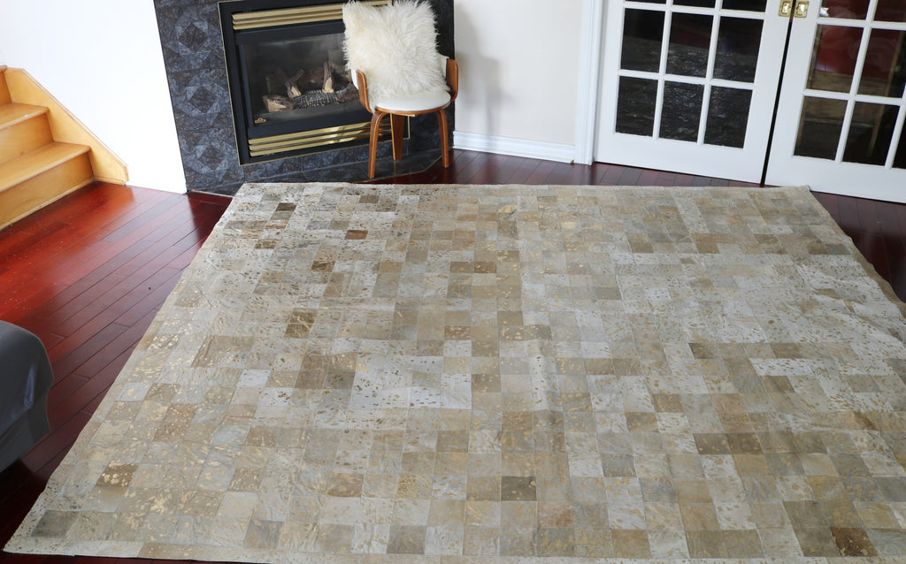 99549 Cowhide Patchwork rug - Premium  Collection GOLDEN SUPER BIG SIZE XXXL