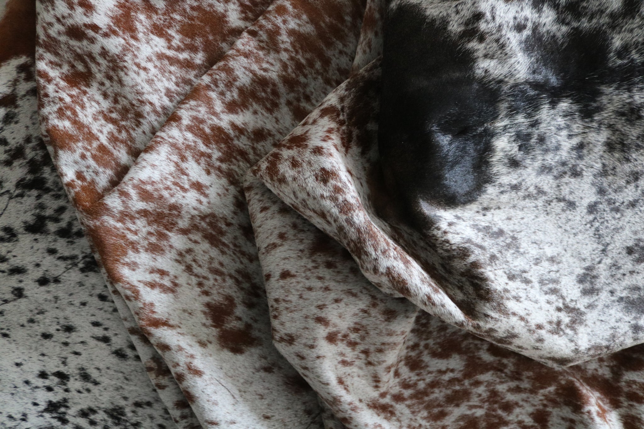 99724 Cowhide  rug TRICOLOR  - Premium  Collection  SUPER BIG SIZE XXXL