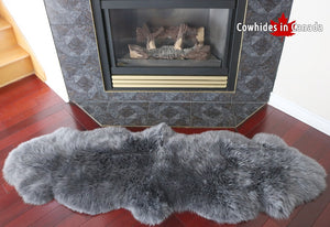 98211  Tapis GRAND peau de Mouton Sheepskin BIG SIZE  GREY