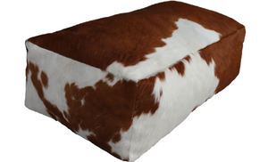 30' Brown and white cowhide pouf. Code 97004