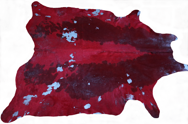 Red and silver cowhide rug. Code 101078