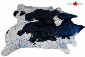 98322 -  BLUE METALLIC XXL COWHIDE RUG-  Premium Collection