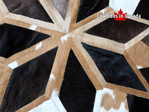 98331 Cowhide rug patchwork MANDALA ROUND  Premium Collection