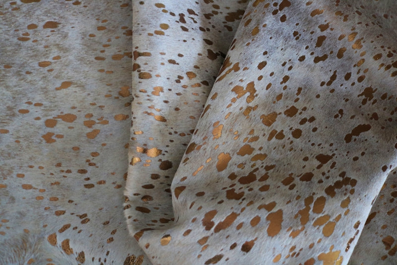 300135 - Acid Wash Cowhide Rug GOLDEN METALLIC SUPER BIG SIZE XXXL -Premium  Collection