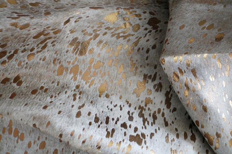 300135 - Acid Wash Cowhide Rug GOLDEN METALLIC SUPER BIG SIZE XXXL -Premium  Collection