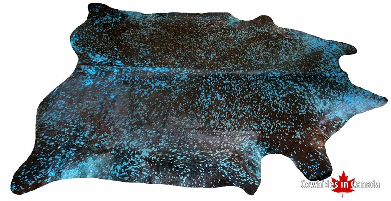 300138- Acid Wash Cowhide Rug BLUE - Premium Collection