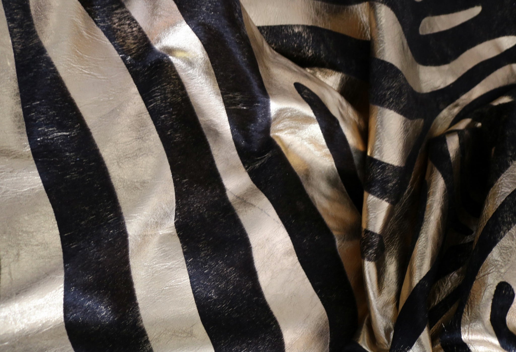 98606 - XXXL Golden Metallic Zebra Cowhide Rug   SUPER BIG SIZE - Premium Collection