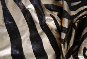 98606 - XXXL Golden Metallic Zebra Cowhide Rug   SUPER BIG SIZE - Premium Collection