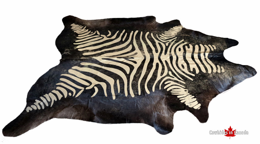 98606 - XXXL Golden Metallic Zebra Cowhide Rug   SUPER BIG SIZE - Premium Collection