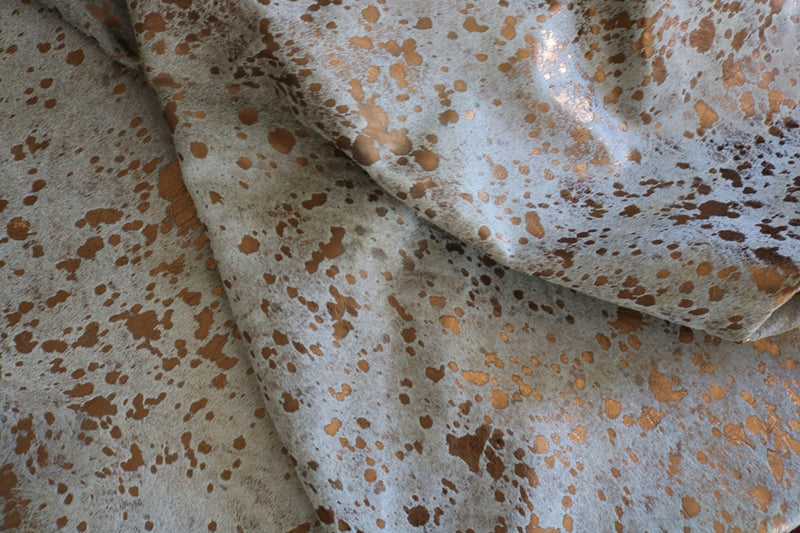 99008 - Big Acid Wash Metallic Copper Cowhide Rug  SIZE XL - Premium Collection