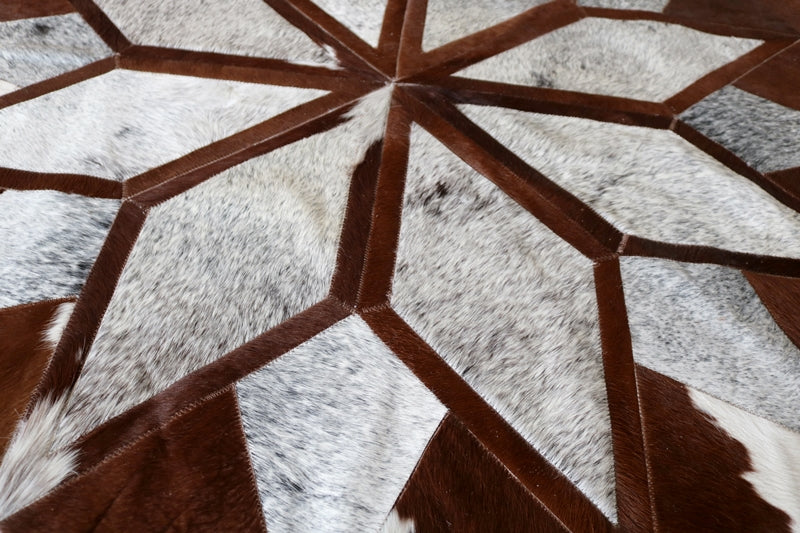 98279 Round Cowhide Patchwork rug  SUPER BIG SIZE XXXL MANDALA - Premium Collection