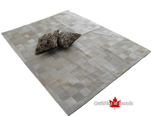 Cowhide patchwork rug Ivory and white. Code 98214.