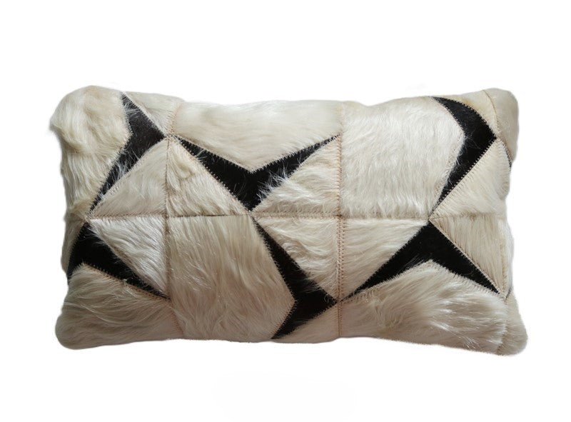 77106 Black and  Ivory Cowhide pillow