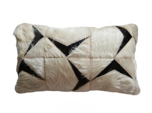 77106 Black and  Ivory Cowhide pillow