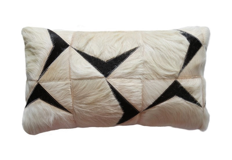 77106 Black and  Ivory Cowhide pillow