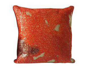 77101 Acid Wash Orange and Golden cowhide pillows.
