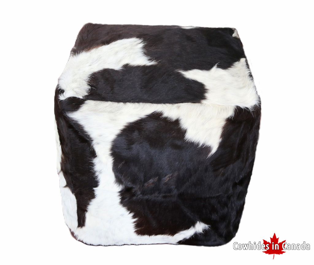 20' Black and white cowhide pouf. Code 77105.
