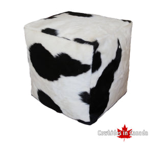 20' Black and white cowhide pouf. Code 98384.