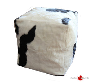 20' Black and white cowhide pouf. Code 98384.