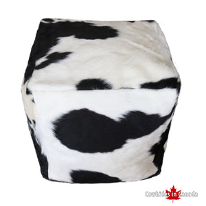 20' Black and white cowhide pouf. Code 98384.