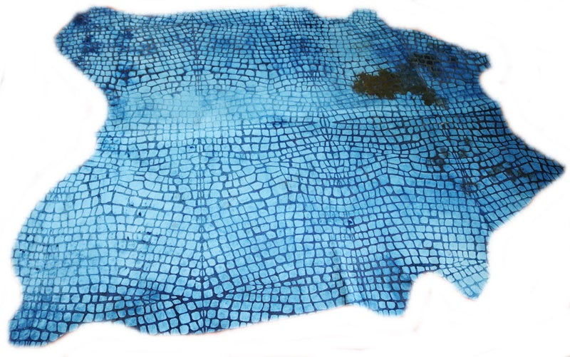 A 9485  Genuine Blue cowhide rug tapis