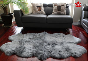 A 90304  Tapis GRAND peau de Mouton GREY GRIS  Sheepskin BIG SIZE X 4