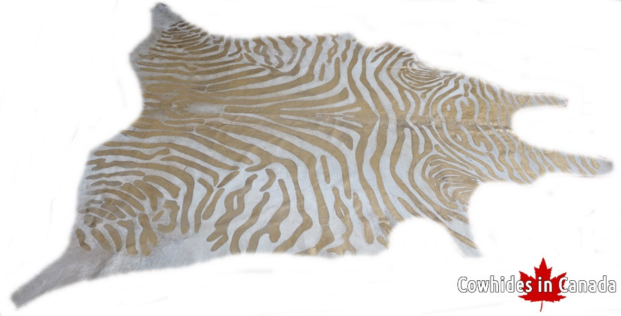 A 32048 Cowhide rug GOLDEN METALLIC ZEBRA Collection Cowhides in Canada SUPER BIG SIZE